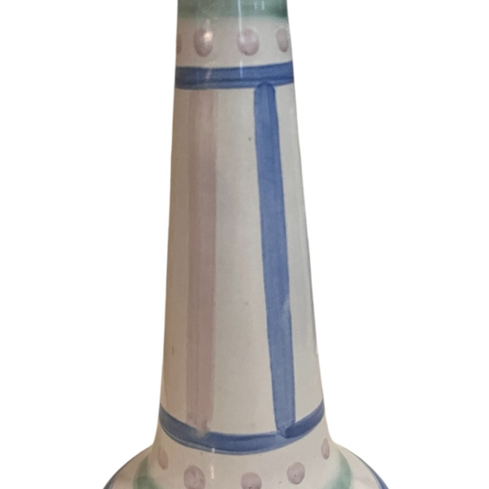 M.A.Hadley VTG 9”Candlestick holder Blue and Cream Accents